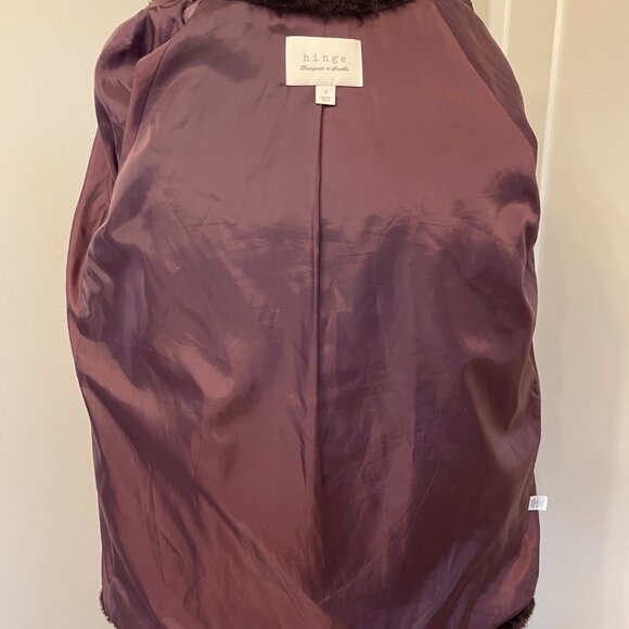 Nordstrom's Hinge Deep Purple/Aubergine Color Faux Fur Coat - Picture 8 of 9